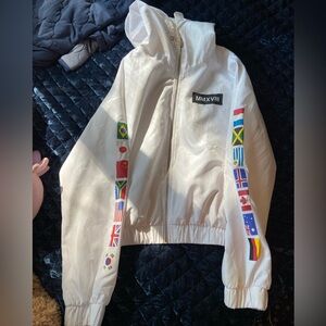 worldwide white forever 21 flag jacket